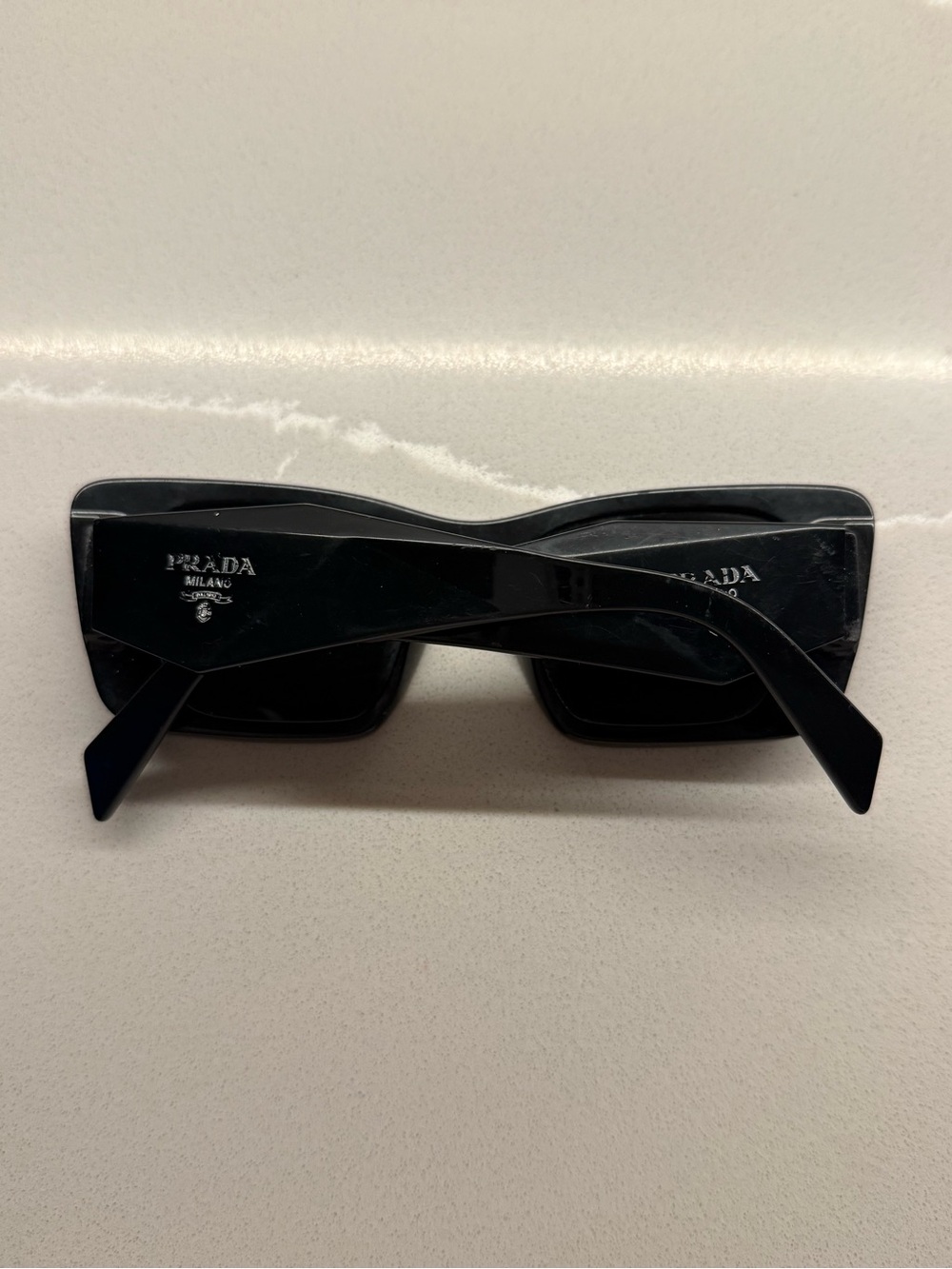 Prada Black Narrow Rectangular Women's Sunglasses